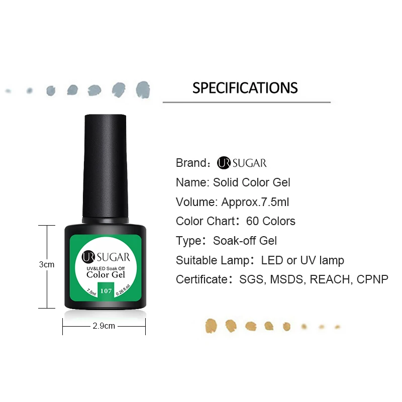 

UR SUGAR Gel Nail Polish SpringGreen Color Gel Soak-Off UV LED Colors Gel Polish Long-lasting Varnish varnish 7.5ml