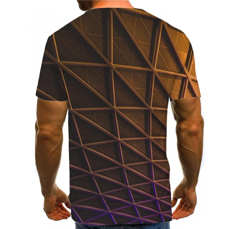 

Men Graphic T Shirts Round Neck 3D Print Short Sleeve Daily Tops Brown Tees