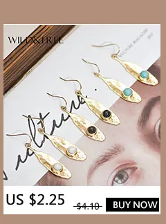 Wild& Free Новое поступление лист из цинкового сплава формы длинные висячие серьги с камнями богемные ювелирные изделия простые Висячие серьги для женщин