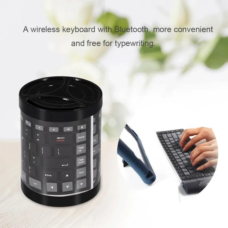 Bkscy Складная Bluetooth беспроводная клавиатура 87 клавиш мини Бесшумная