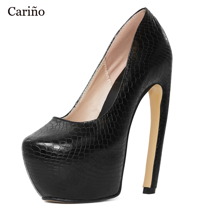 

Женские туфли на высоком каблуке 18 см, туфли на платформе со встроенным изогнутым каблуком, привлекательные черные туфли без шнурков с змеи...