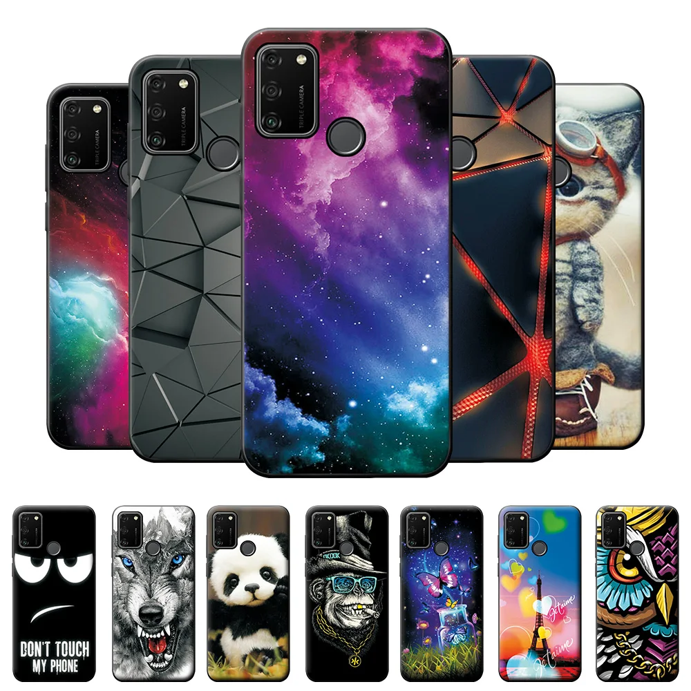 Чехол для Honor 9A, силикон 6,3 дюйма, мягкий чехол для телефона из ТПУ для Huawei Honor 9A, чехол MOA-LX9N, задняя крышка, защитный чехол, бампер