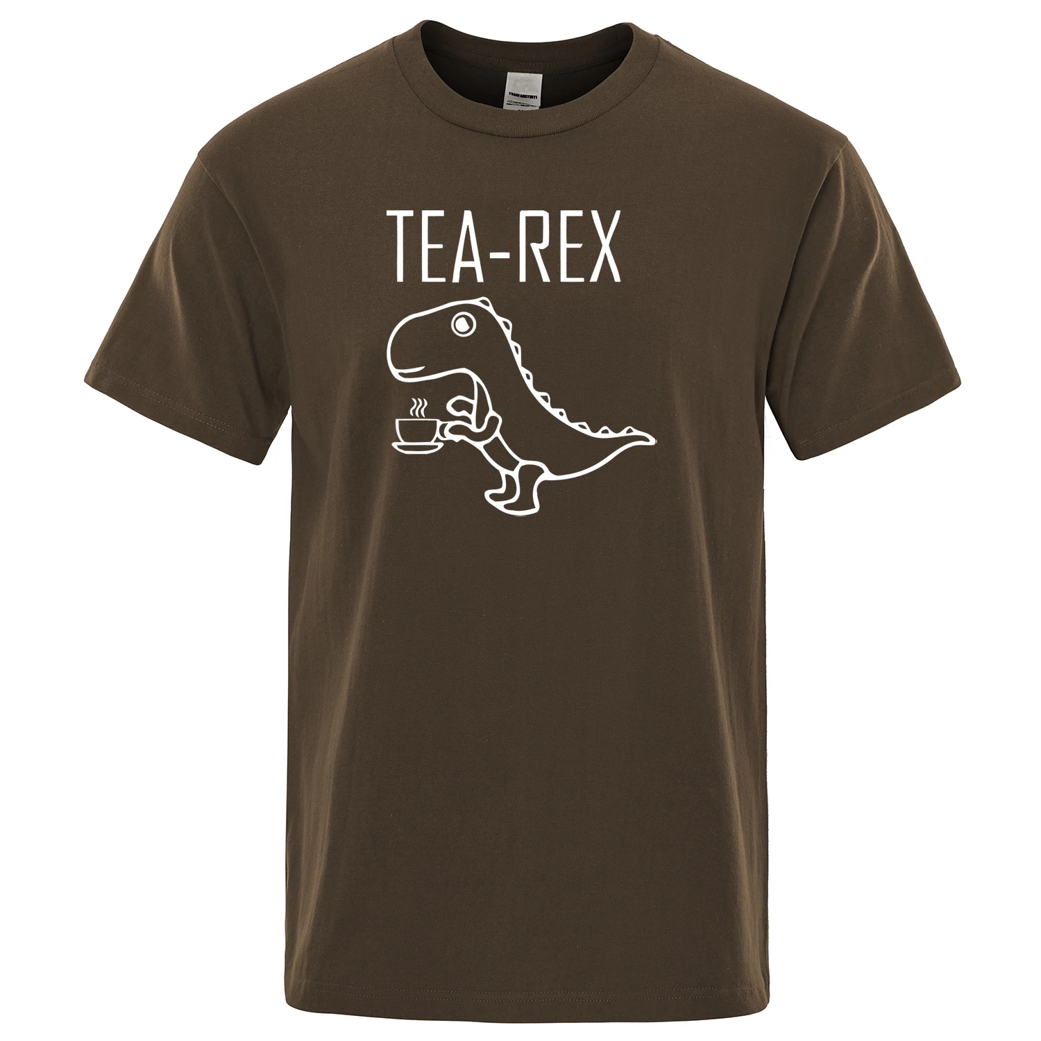 

Men's T-Shirts Tea Rex funny dinosaur drink coffee T Shirts Fashion TShirt High Quality Streetwear Tops Male Tee shirt