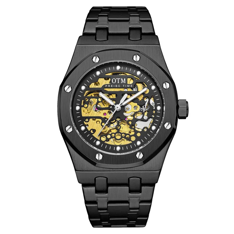 

Watches Mens Hollowed Automatic Mechanical Movement Luxury Alloy Waterproof Strengthened Glass Wristwatch for Man