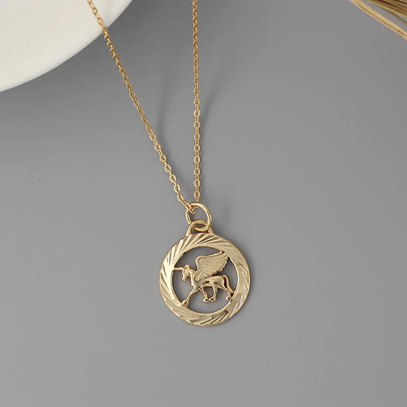 Necklace Мода 925 стерлингового серебра Pegasus Единорог женское ожерелье ключица ожерелье колье Femme ювелирные изделия аксессуары Mujer - Окраска металла: Necklace