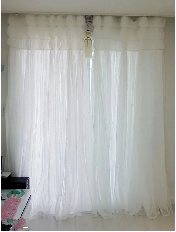 Модные Белые затемняющие шторы принцессы для гостиной корейские 3-слойные