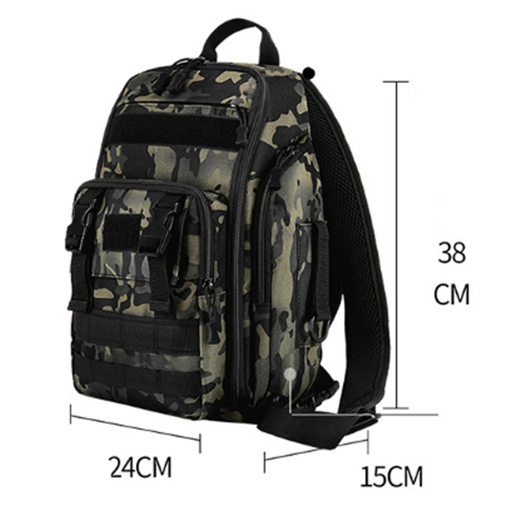 

Fishing Tackle Bag Backpack Tactical Waterproof Multifunctional Single Shoulder Military Bag Pack Chest Bag for Fishing X178G