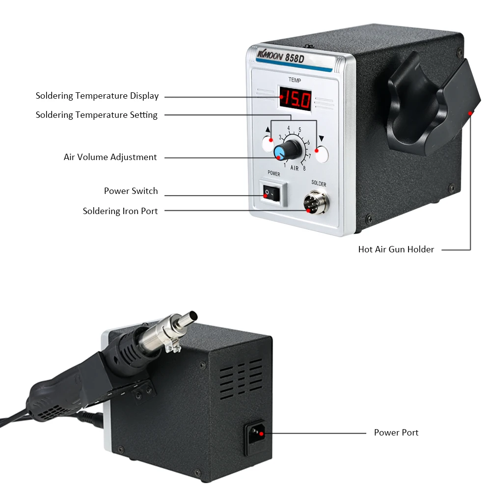 

858D 700W High Quality Soldering Station LED Digital Solder Iron Desoldering Station BGA Rework Solder Station Hot Air Gun