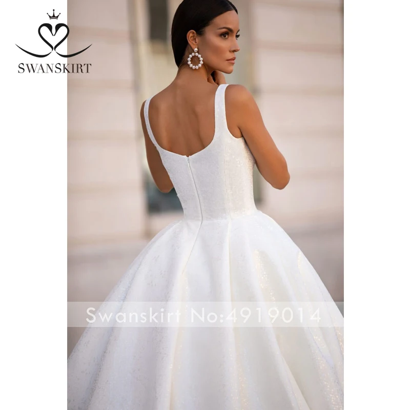 Блестящее кружевное атласное свадебное платье SWANSKIRT 2021 классическое принцессы