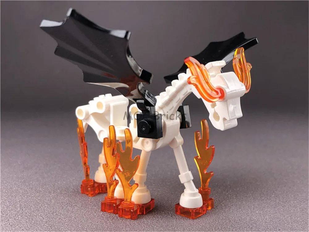 2 компл./лот кубики MOC лошадь пламя льда крылья оружие воин животных аксессуары