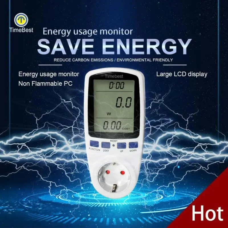 

Digital Power Saving Energy Monitor Watt Amp Volt KWh Meter Electricity Analyzer