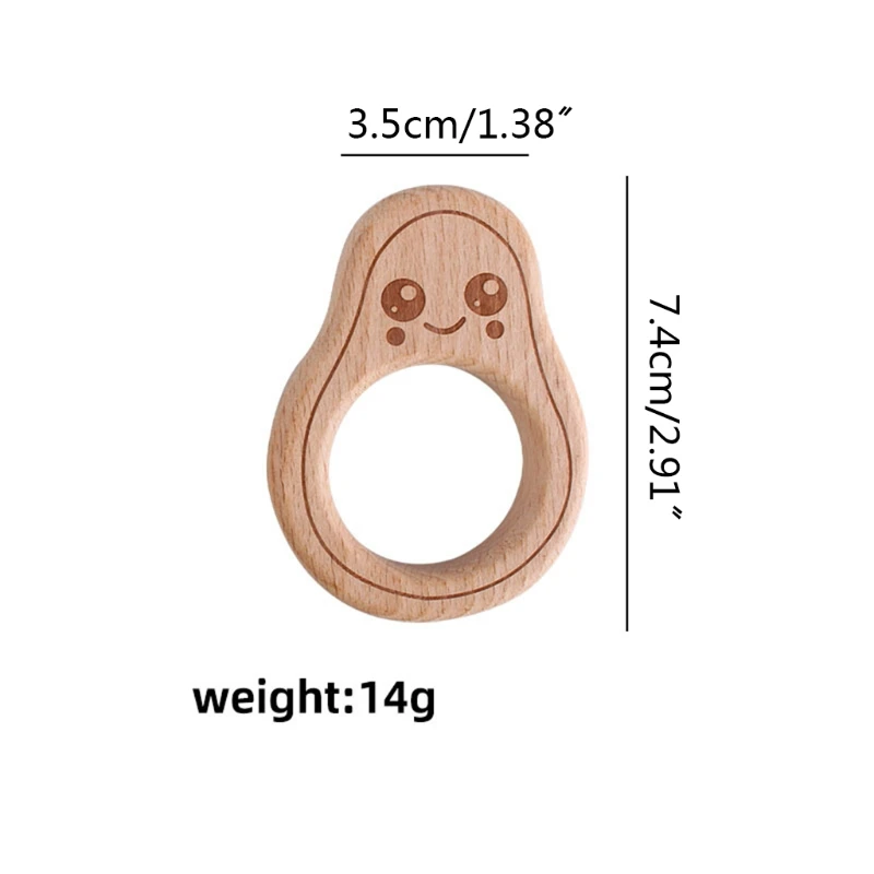 

Baby Beech Wooden Avocado Teether Infants BPA-free Teething Soother Molar Toys