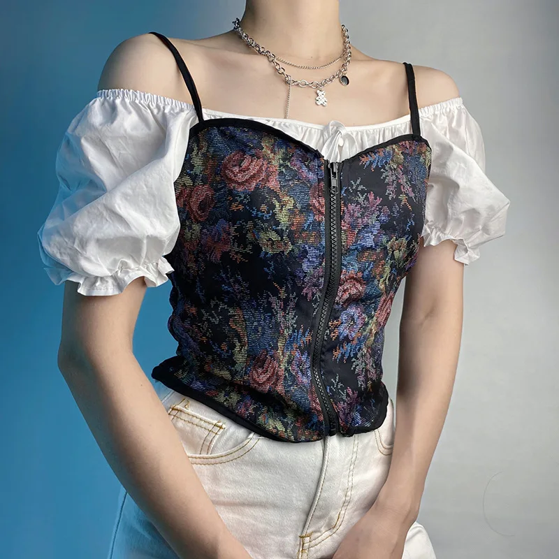 Женский цветочвечерние укороченный топ с открытой спиной и лямкой на шее |