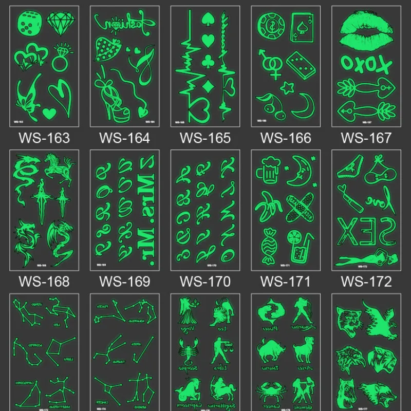 Временные искусственные татуировки светящаяся паста наклейки для татуировок
