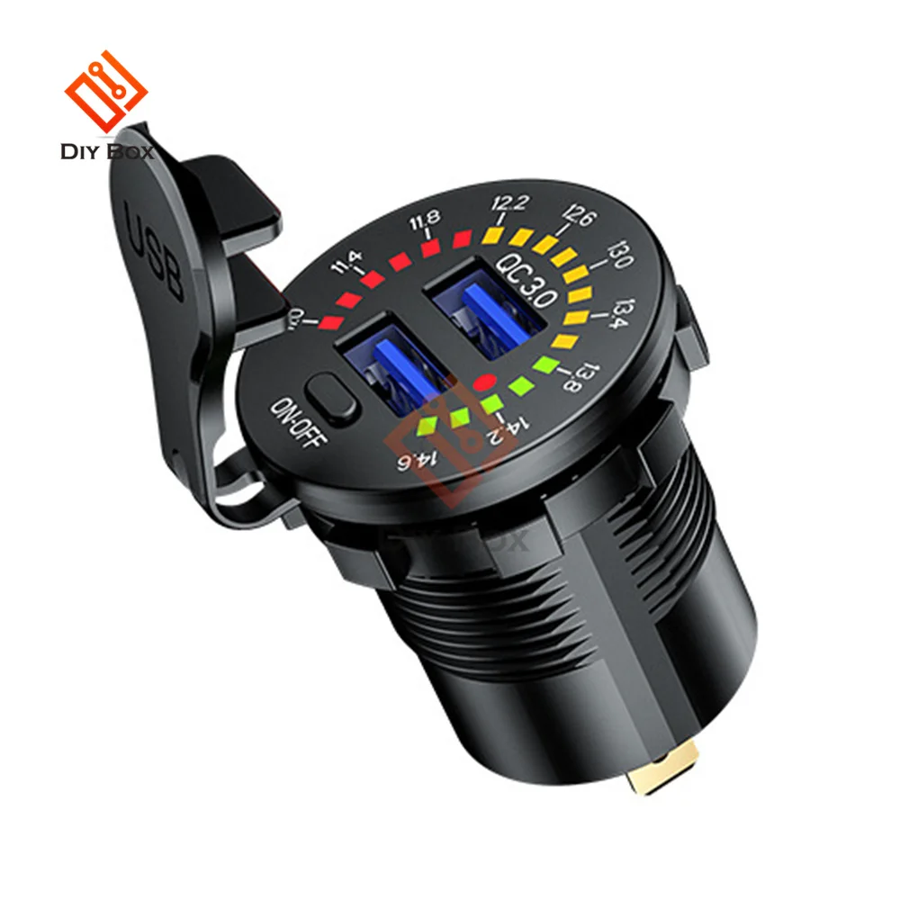 

DC12-24V New Modified Voltmeter with Digital Display Color Screen High Voltage Warning 5V/3A 9V/2A 12V/1.5A Power Output