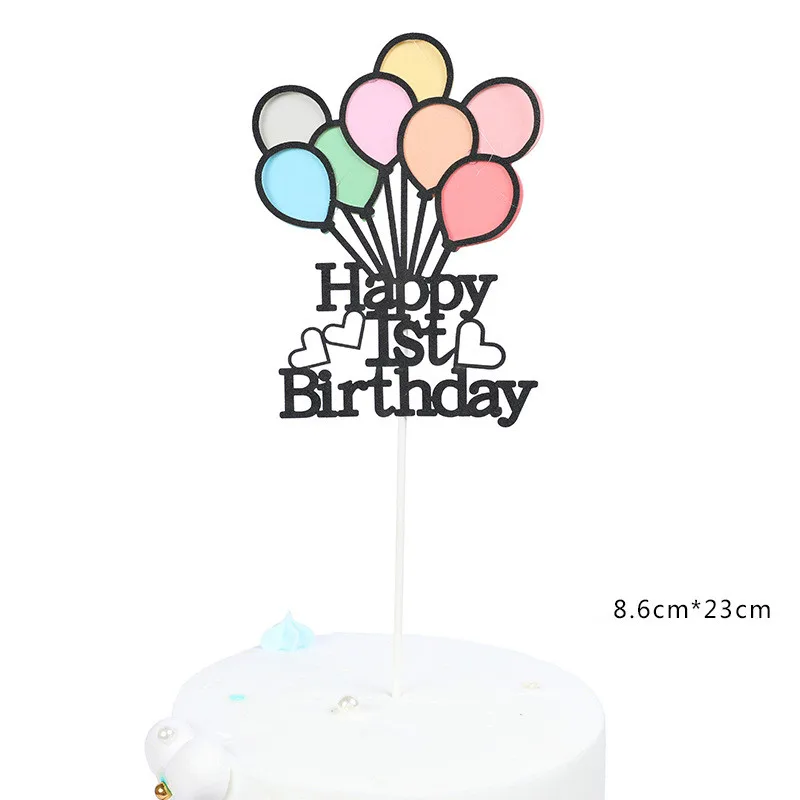 Colorful Balloons Theme New Born Baby's 1st Birthday Cake Topper Baby 100 Days Decoration Party Supplies Shower | Дом и сад