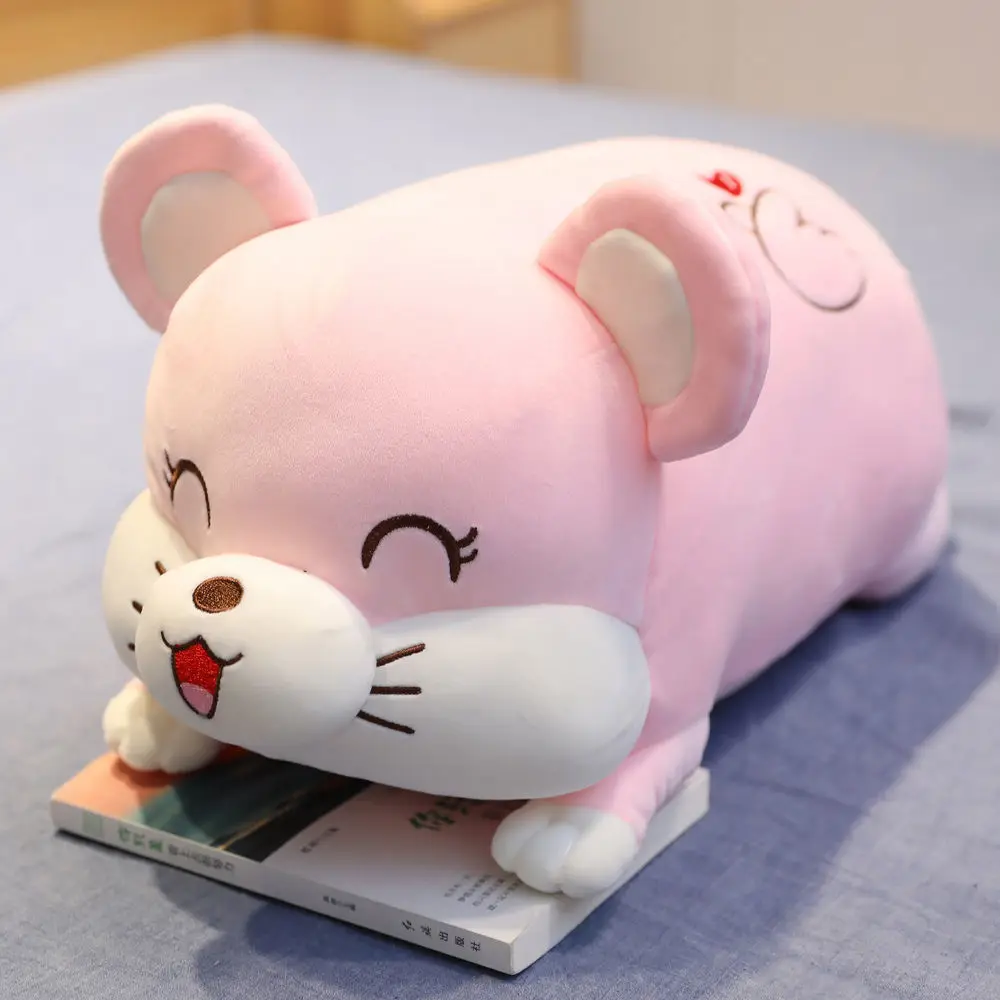 

Cute hamster long strip pillow doll girl bed sleeping doll pinch doll plush toy birthday gift
