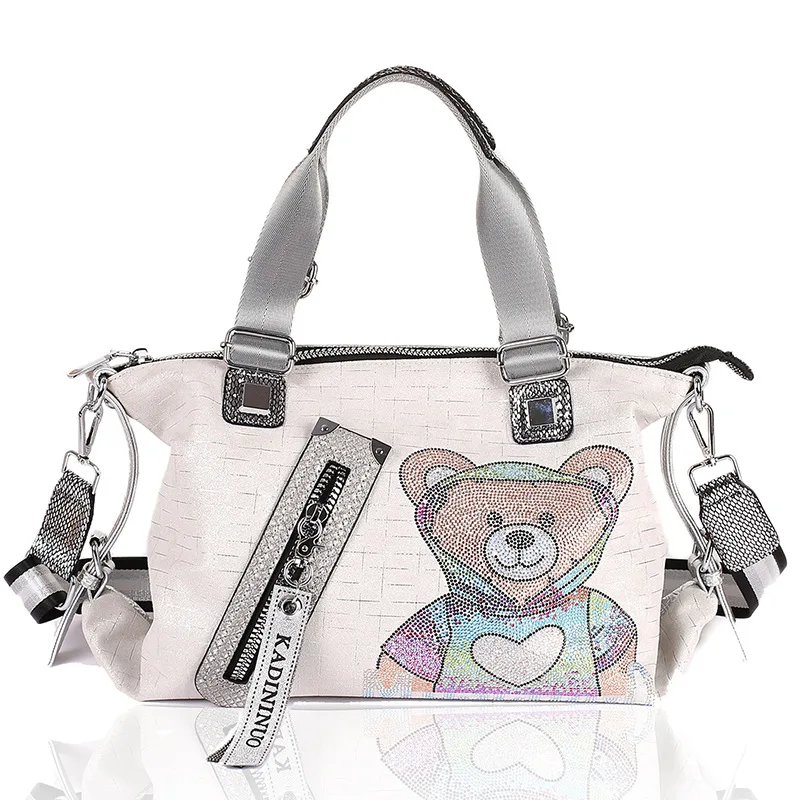 brand luxury rhinestone designer women handbag new fashion diamond crossbody bag high capacity cute bear shoulder bag sac a main free global shipping