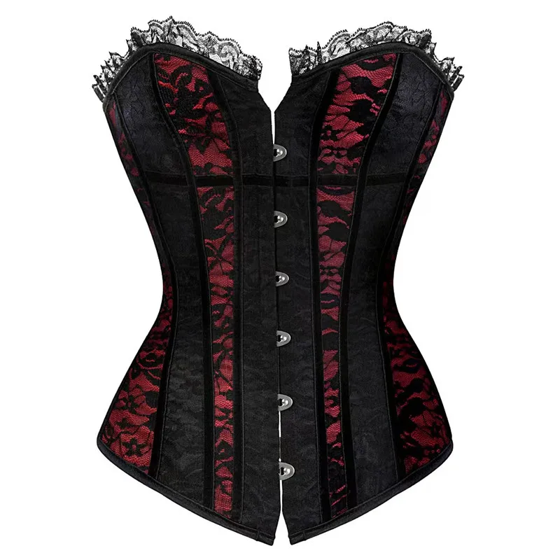 

Gothic Plus Size Corsets Waisttrainer Lace Up Corselet Corset Lingerie for Women Overbust Bustier Waist Cincher Body Shaper