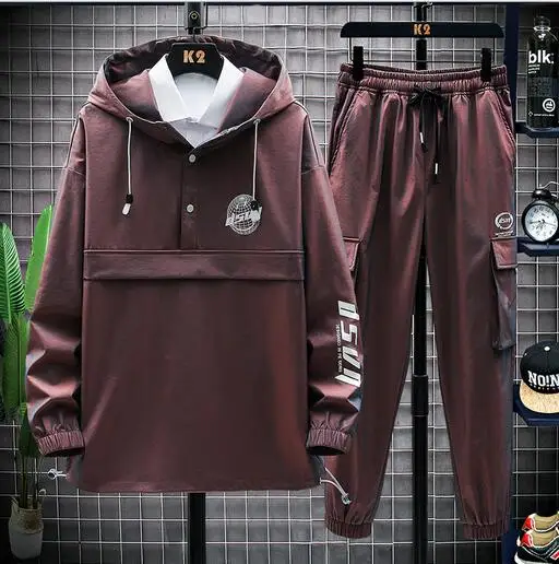 Комплект спортивный мужской из 2 предметов пуловер карго с карманами куртка в