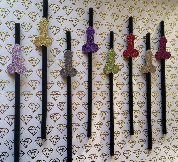 Распродажа! Соломинки для пениса с блестками набор из 25 соломинок девичника