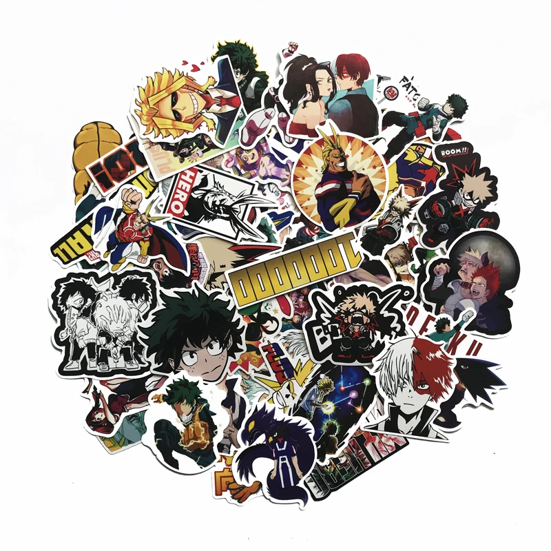 73 шт. Наклейки с периферийными персонажами мультфильма "Мой герой Академия" для чемодана, гитары, компьютера, скейтборда, декоративные наклейки в подарок.