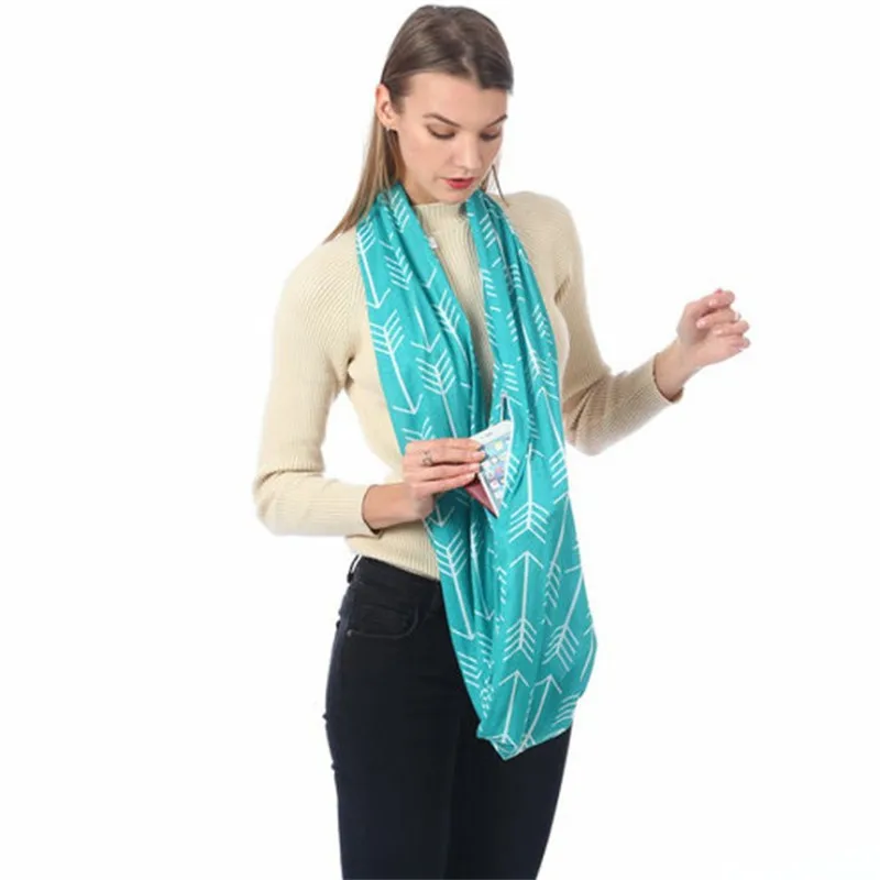 CH-523 Новинка женские зимние стрелы узор Кабриолет Бесконечность шарф с карманом