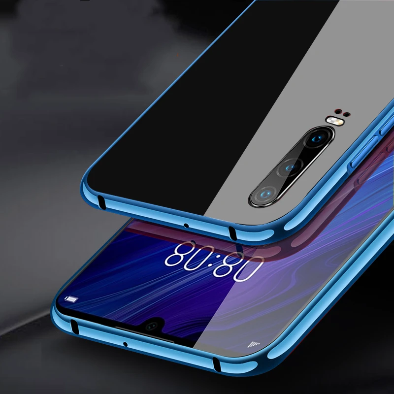 Manderm Cell Phone Case For Huawei P30 Pro Mate 20 20X Tempered Glass Transparent Business Protective Anti-shock |