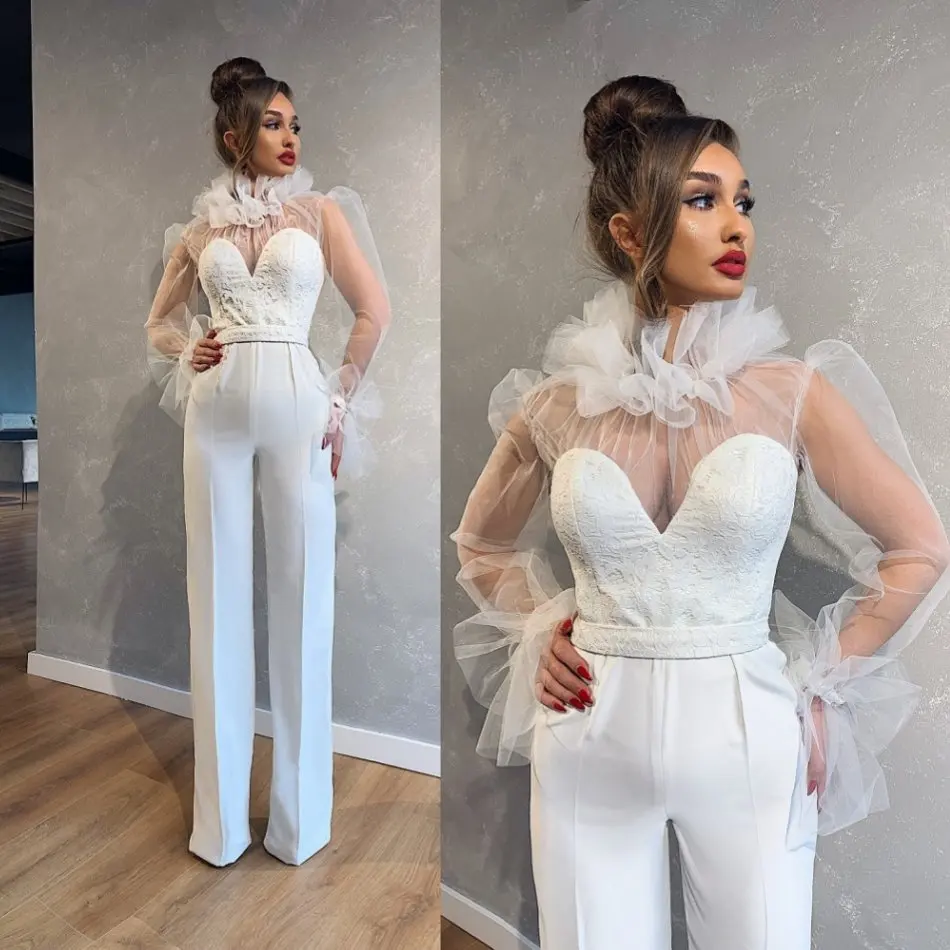 2020 г. комбинезон свадебное платье кружевное Тюлевое с аппликацией и оборками