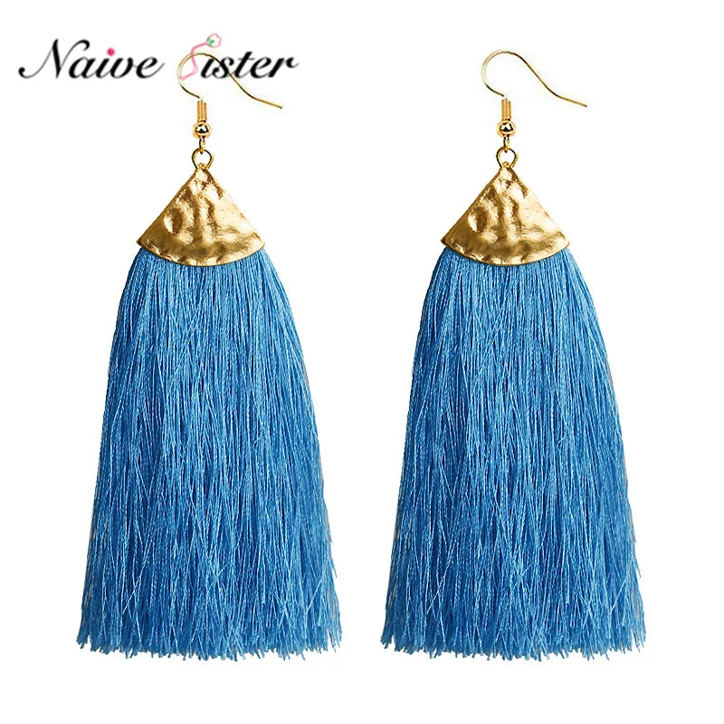 Популярные длинные висячие серьги с кисточками в богемном стиле для женщин