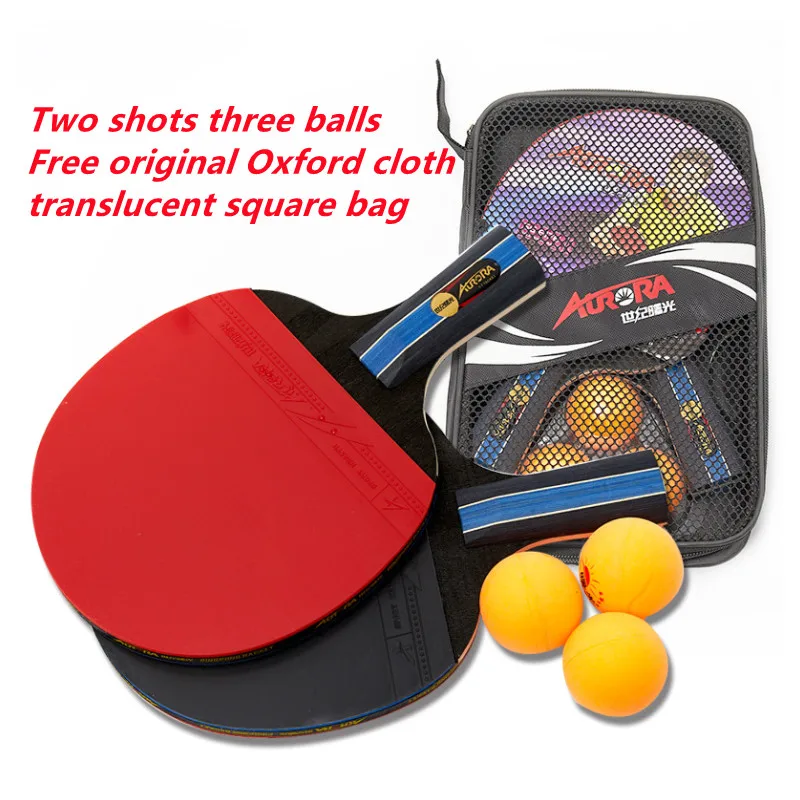 

Translucent square bag table tennis bats with two rackets and three balls with long handle and short handle table tennis rubber