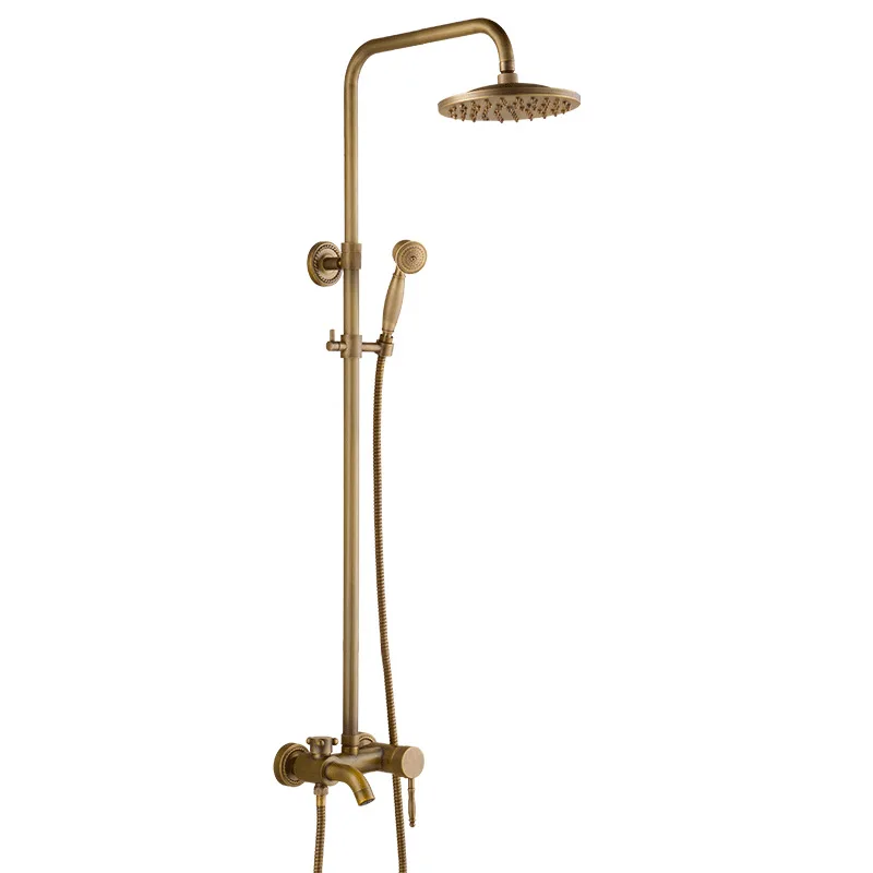 Настенный смеситель для душа 2 стиля античный латунный с дождевой насадкой 8