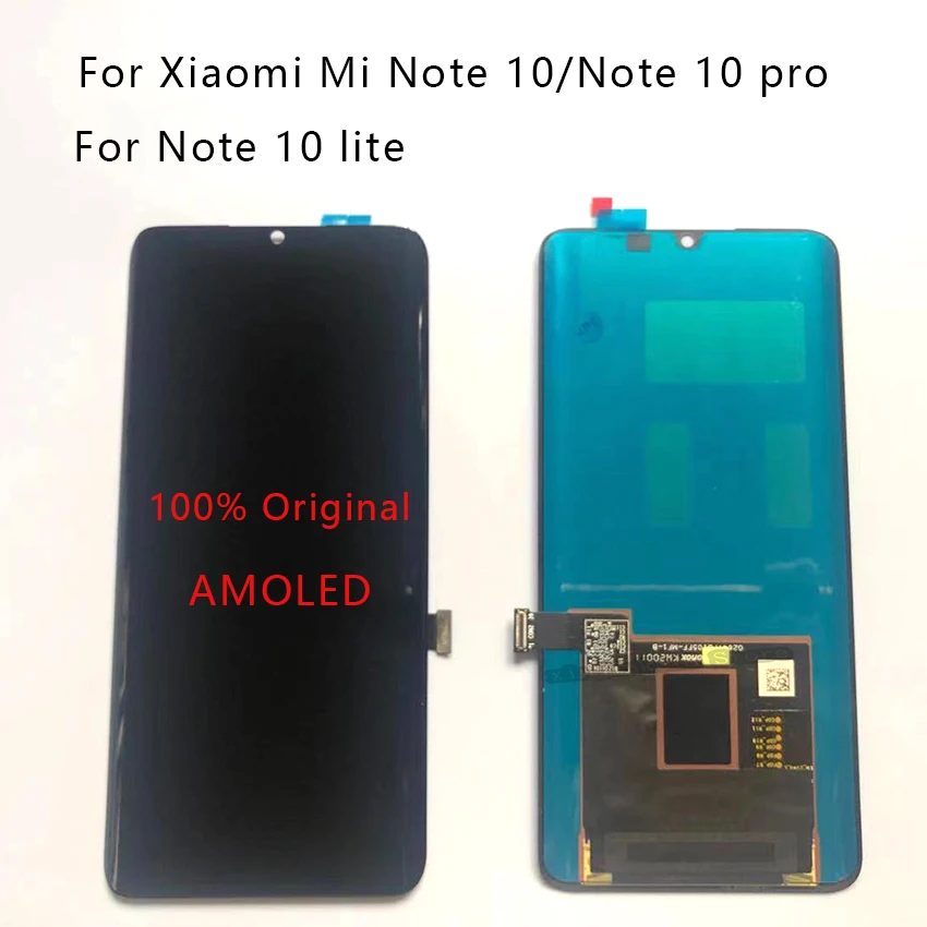 

100% Оригинальный AMOLED для Xiaomi Mi Note 10 Note 10 pro Note 10 Lite, ЖК-дисплей, сенсорный экран, дигитайзер, запасные части для телефона