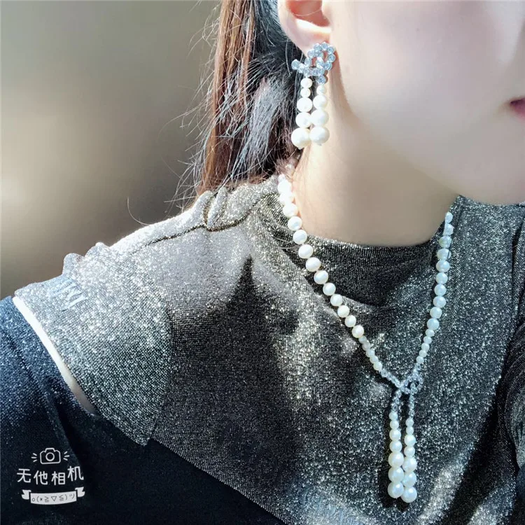 

New natural 6-7-8-9mm white pearl earrings micro inlay zircon accessories earrings fashion jewelry