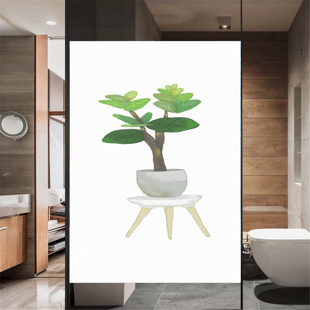 Декоративная пленка для окон витражные наклейки комнатных растений без клея