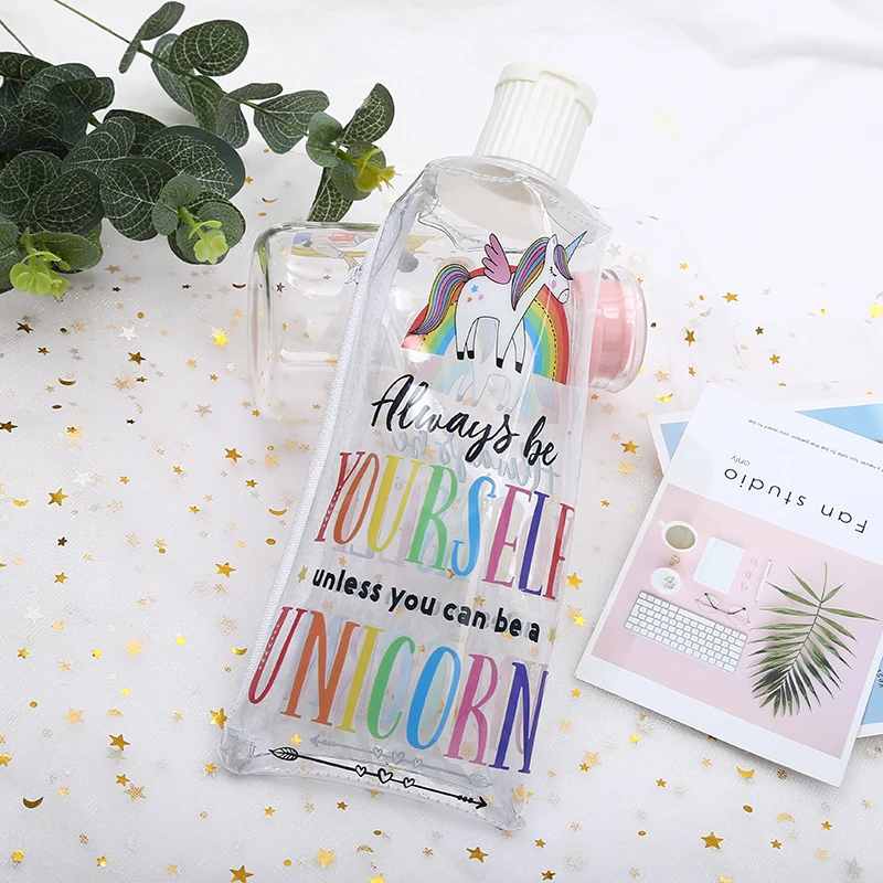 Прозрачный чехол для карандашей на молнии с единорогом из ПУ материала зубной