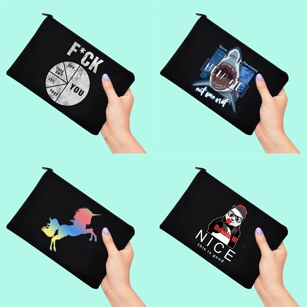 

Black Cosmetic Bag Pencil Sundries Portable Dustproof Cosmetics Zipper Bags Personalized Color Printing Bridesmaid Mobile Wallet