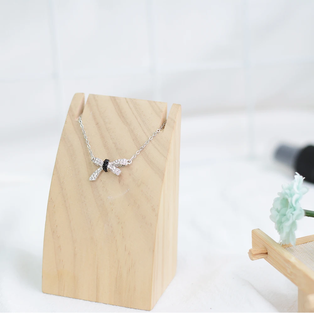 

New Delicate Fashion Mademoiselle Bow Black Gradient Crystal Necklace Bracelet for Girlfriend Romantic Birthday Memorial Gift