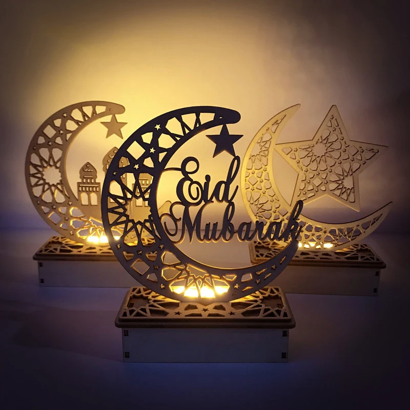 DIY ручной работы Хэллоуин деревянные украшения Луна звезды дворца EID свет