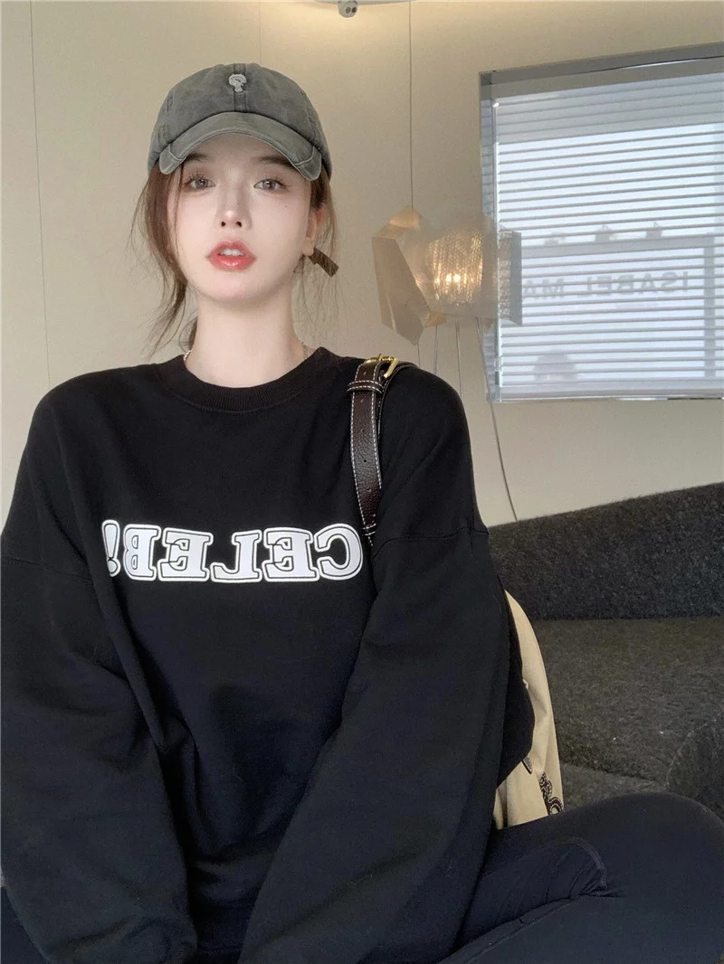 

Женский свитер осень-зима черное американское Ретро модное свободное и ленивое шикарное пальто средней длины