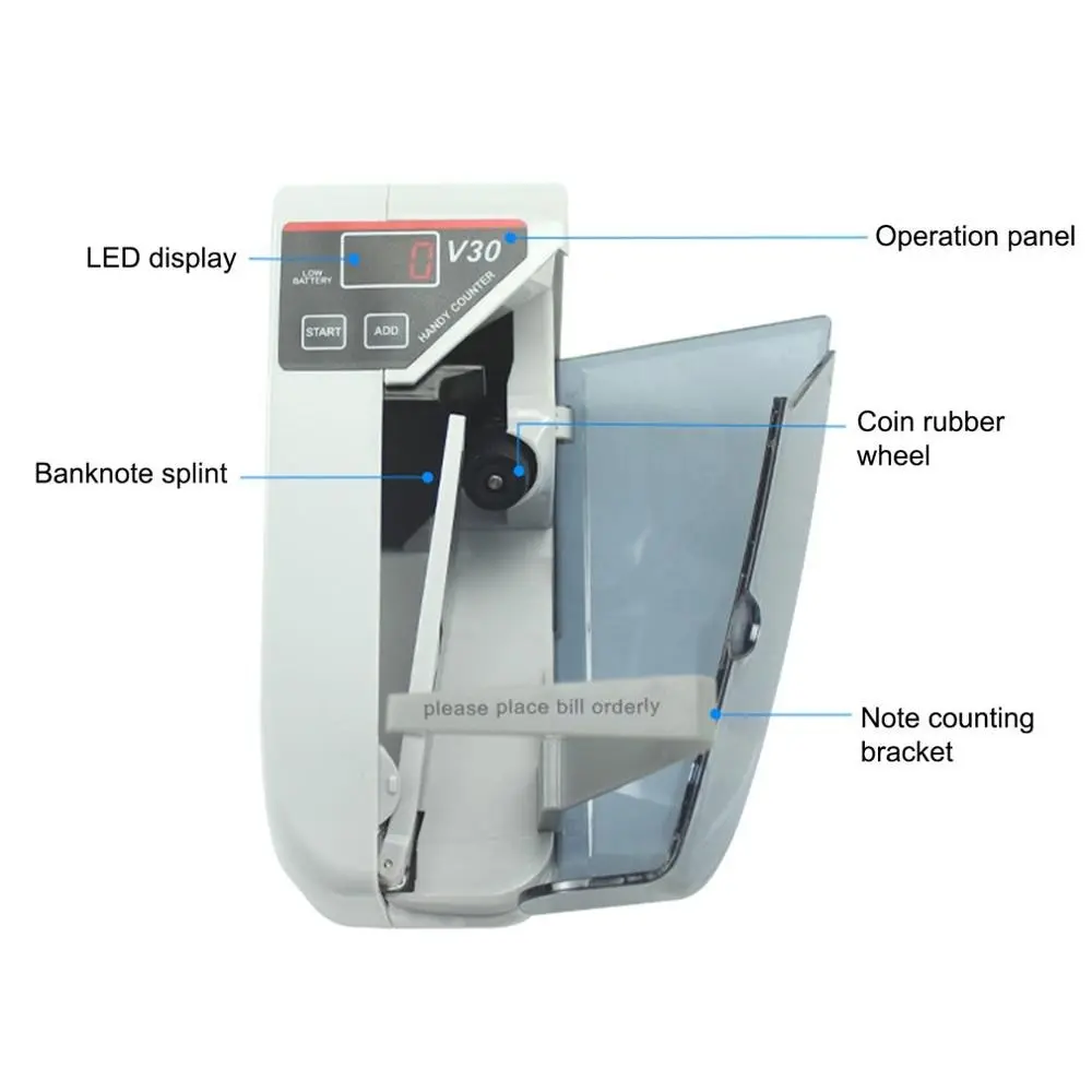 

Mini Money Currency Counting Machine Handy Bill Cash Banknote Counter Money AC or Battery Powered for fake money dollar EU US