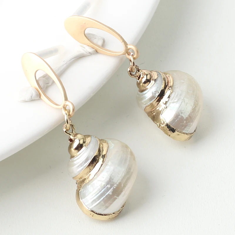 Новинка массивные серьги подвески в виде морской ракушки металлические летние