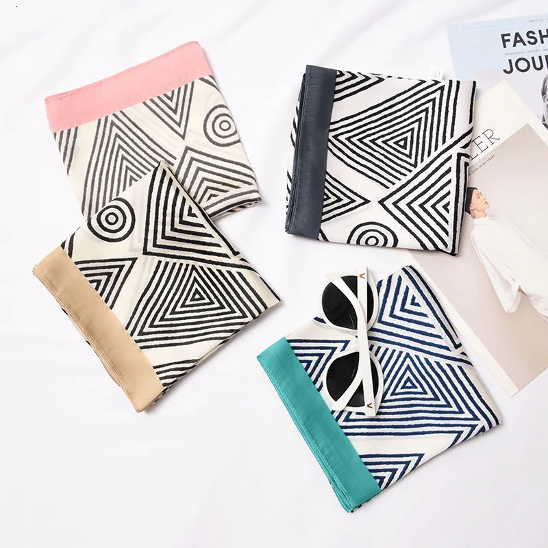 

70*70 Stripes Prints Headscarf New Fashion High Quality Silk Scarf Women Shawl Satin Small Squares Head Bag Decorative Scarves