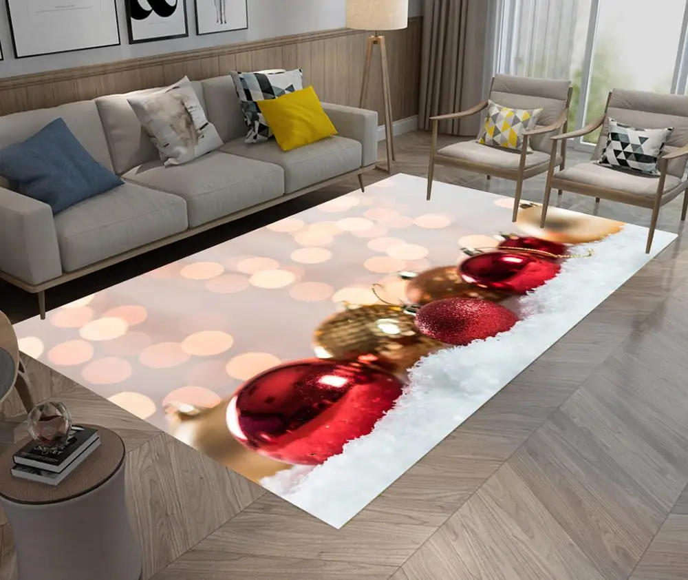 

LB, цветной новогодний декоративный коврик с рождественским шаром для гостиной, детский игровой напольный коврик, коврики для спальни, детск...