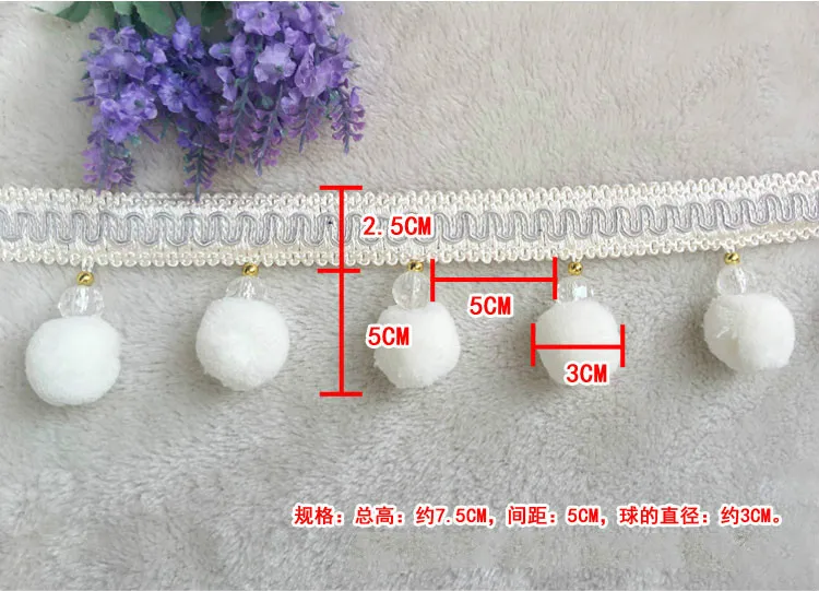 3 ярда/лот Европейский стиль кружевная бахрома с кисточками меховыми помпонами