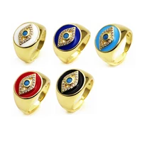 opening adjustable ring round eyes rings copper zircon drip paint color rings magic eye ring for women party jewelry b