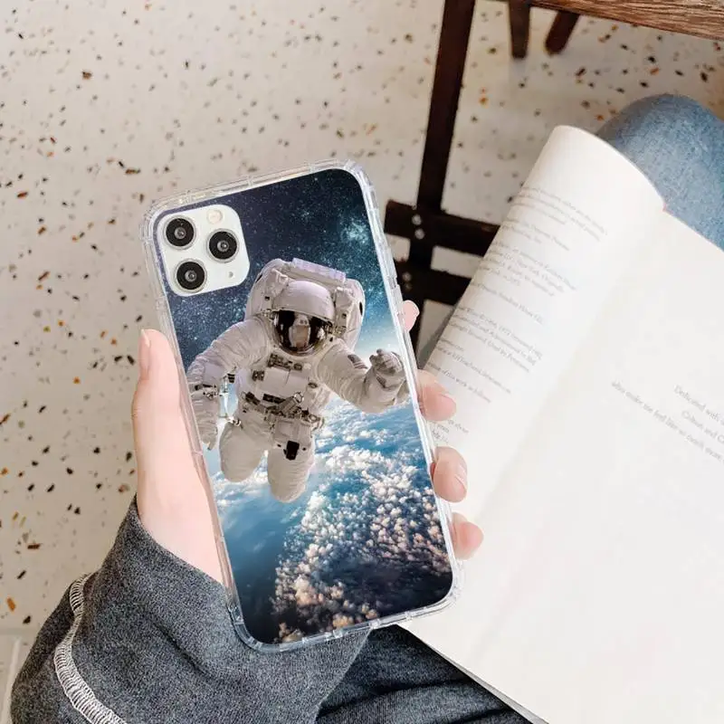 

Space American Astronaut universe Phone Case Transparent soft For iphone 5 5s 5c se 6 6s 7 8 11 12 plus mini x xs xr pro max
