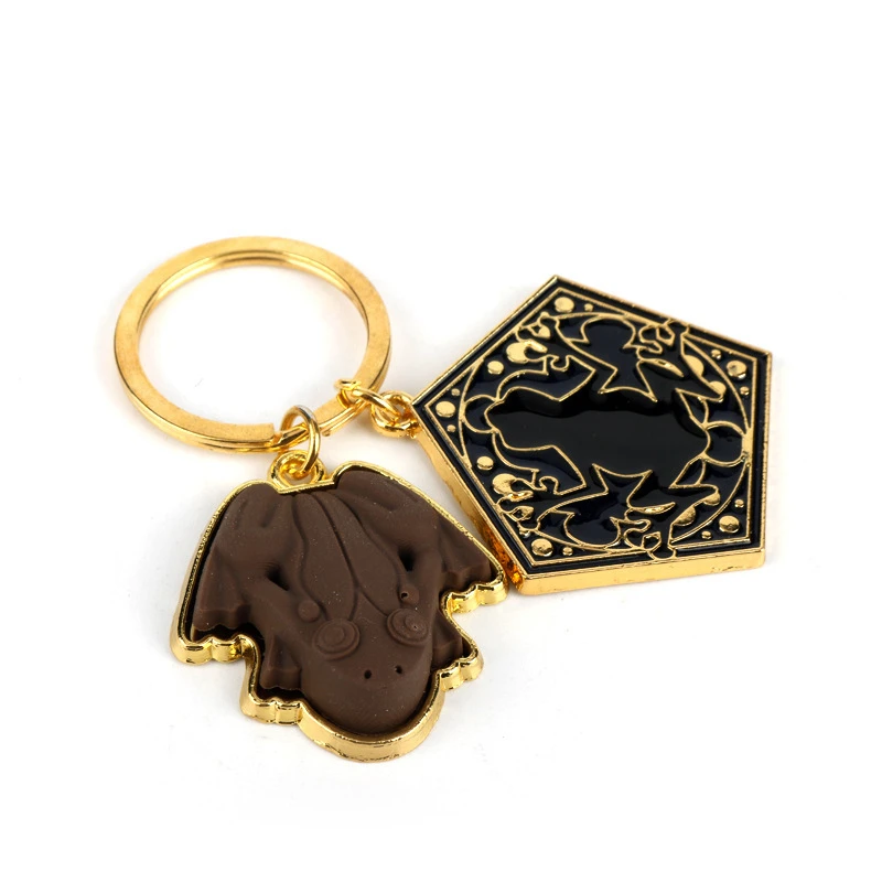 

Chocolate Frog Keychain Gold Color Metal Tag Frog Key Chain Wizard Magic World Key Ring Bag Trinkets Accessories