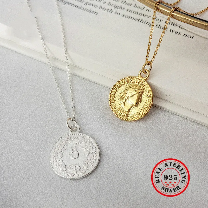 

Женское ожерелье из серебра 925 пробы с кулоном в виде монеты