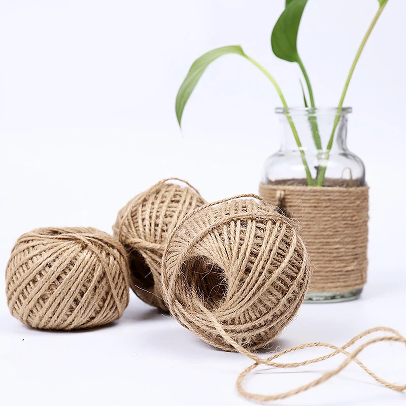 10/50/100M Natural Burlap Hessian Jute Twine Cord Rope Party Wedding Gift Wrapping Cords Thread DIY Scrapbooking Craft Decor - купить по